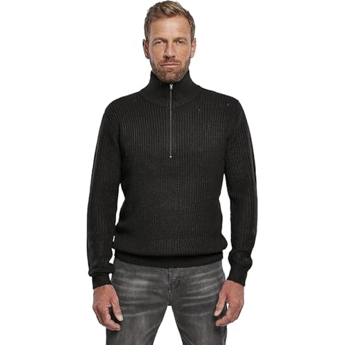 Individual Wear Men's Marines Quarter Zip Sweater - Warm Classic Regular Fit Knitted Casual Pullover with High Collar