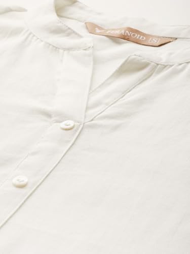 Image of feranoid Women's Plain Cotton Kurta with Mandarin Collar, 3 /4 Sleeves & Pocket