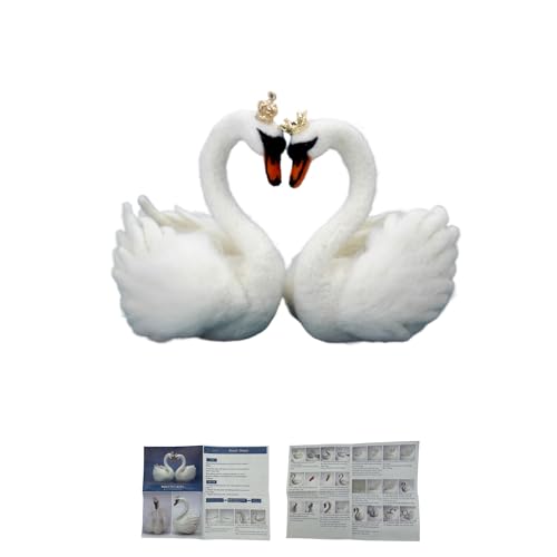 VEHICAR Swan Needle Felting Kit, A Couple Swan Doll Nonfinished, Felted Swan with Crown, Valentine's Day Needle Felting Kits, Wool Needle Felting Kit for Beginner, Gift for Mother's Day and Lovers