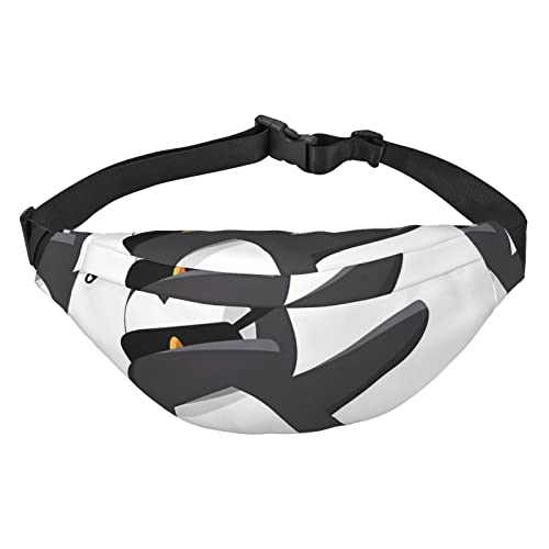 Marsupio Penguin Dabbing, di grandi dimensioni, con 3 tasche con cerniera, puoi trasportare telefoni cellulari di tutte le dimensioni per esercizi all'aperto, nero, taglia unica, Multicolore, Taglia