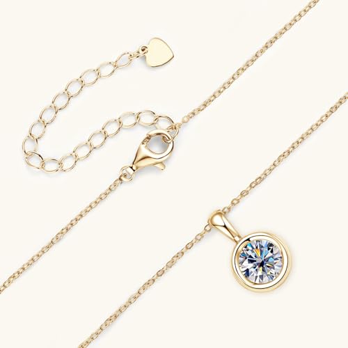 Classic 2 Carat Round Cut Diamond Pendant Necklace in Sterling Silver, Bezel-Set White Diamond, Diamond Jewelry for Women - Image 5