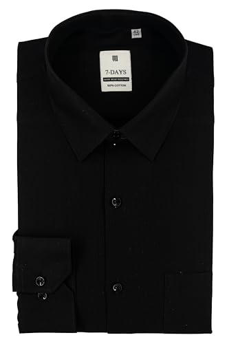 Image of 7-DAYS Men's Premium Formal Shirt - 100% Pure Cotton, Regular Fit, Plain, Full Sleeves, with Pocket - Perfect for Office Wear & Under Suits