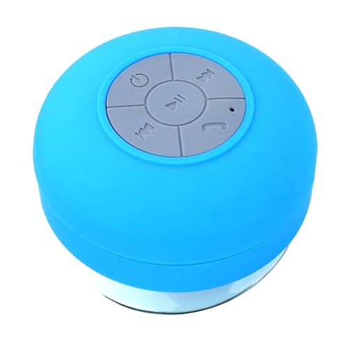 Jeerylow Bocina inalámbrica Bluetooth con ventosa, mini altavoz estéreo portátil con luz RGB para deportes al aire libre, color azul