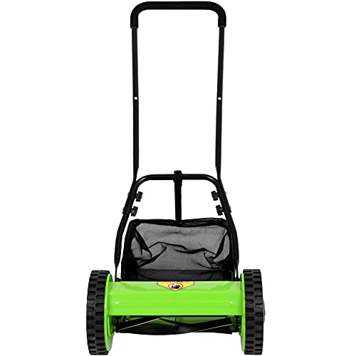Olenyer 12 Inch Push Reel Lawn Mower with Grass Catcher 5 Blade Manual for Grass Cutting