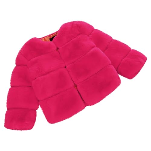 Girls Long Sleeve Cardigan Faux 𝐅𝘂𝗿 Dress Coat Toddler Girl Winter Long Sleeve Top Cute Jacket (Hot Pink, 5-6 Years)