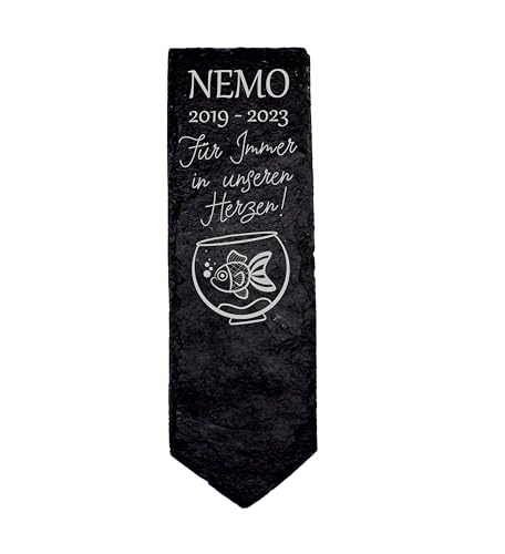 Dekolando Ornamental Fish Aquarium Fish Grave Stake Animal Grave Stone Slate Memorial Plaque Engraved Personalised Keepsake 8 x 22 cm, SW17407