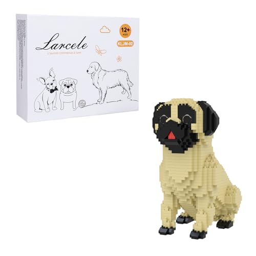 Larcele Micro Building Blocks Set, DIY Mini Building Toy Bricks for Age over 12 Years, 1033 Pieces KLJM-02 (Pug Dog)