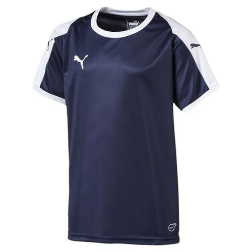 PUMA unisex child Youth Liga Jersey Shirt, Peacoat/Puma White, Large US