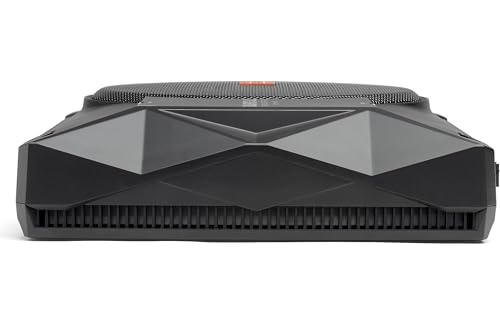 JBL BassPro SL2 Aktiv Subwoofer Auto Set - Car hifi Untersitz Bassbox Gehäuse mit Bassreflex Woofer box groß 200mm und 125 Watt aktiver Verstärker, Schwarz, 44