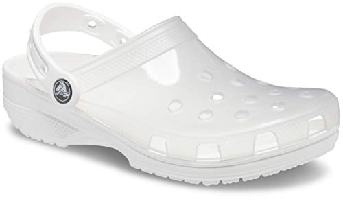 Crocs Unisex Men s and Women s Classic Translucent Clog, White, 6 US