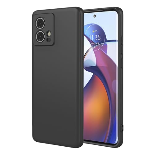 BORYA Silicona Funda para Motorola Moto G72, Sedoso Suave Ultradelgado Antigolpes Carcasa, Premium TPU Elegante Sencillo Estuche, Anti-Rasguños Forro Microfibra Caso, Negro