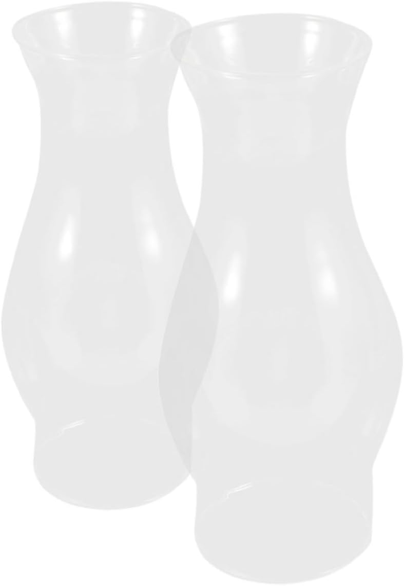 Ciieeo 2pcs Retro Oil Lamp Glass Chimney Plaid Lampshade Replacement Hand Blown Glass Hurricane Light Shade