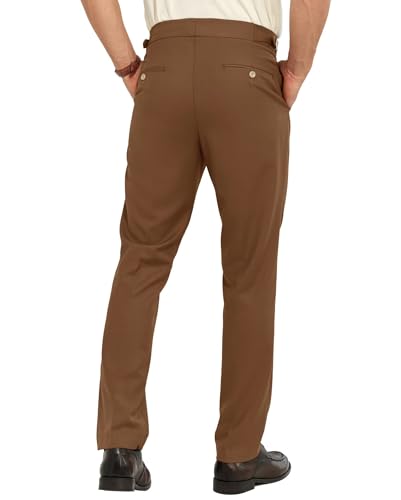 Mens Casual Dress Pants Expandable Waist Pleat Front Suit Pant Regular Fit Dress Slacks3