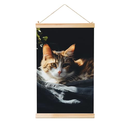Art mural avec cadres en bois poster suspendu chat pour habiller un grand mur vide