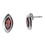 Peso 1,3 g cada uno Pendientes de granate en plata maciza 925 – Talla de las piedras 5 x 10 mm