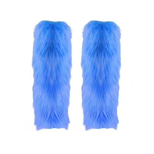 Women Furry Leg warmers Solid Fuzzy Leg warmers Soft Boot Cuffs Cover for Cold Weather (Blue, D)