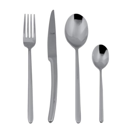 Mepra Mosella Set Posate 12 Persone, Servizio Posate 24 Pezzi in Acciaio Inox 18/10, Lavabili in Lavastoviglie, Finitura Curata, Cutlery Set con Design Moderno