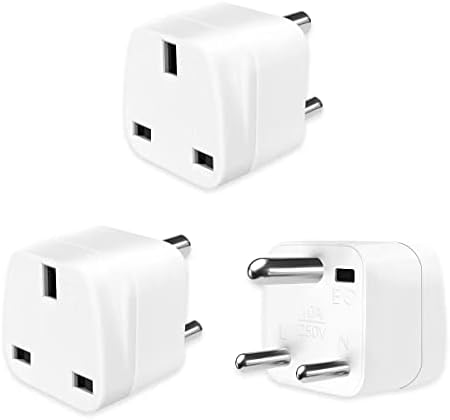 3-Pack UK to India Plug Adapter,SHUOMAO UK to 3 Pin Indian/Pakistan/Sri Lanka Plug Adaptor,UK Travel Power Adapter Converter Plug,for Indian,Pakistan,Sri Lanka,Burma,Maldives and More(Type D)