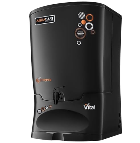 Image of AquaDart Copper RO+UV+UF Water Purifier for Home 8 L Storage Tank|12 L /Hr Purification Suitable for all Water Sources Borewell, Tanker,Water | Black