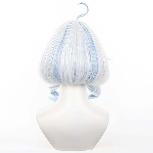 Image of furina Focalors wig for genshin Detachable Hairpieces Hair white and blue Wig With Wig cap