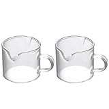 jojofuny Taza de Vidrio Doble Boca 75 Ml 2 Piezas Transparente para Leche y Café Resistente y Práctica para Cocina Hogar Cafetería y Hornear