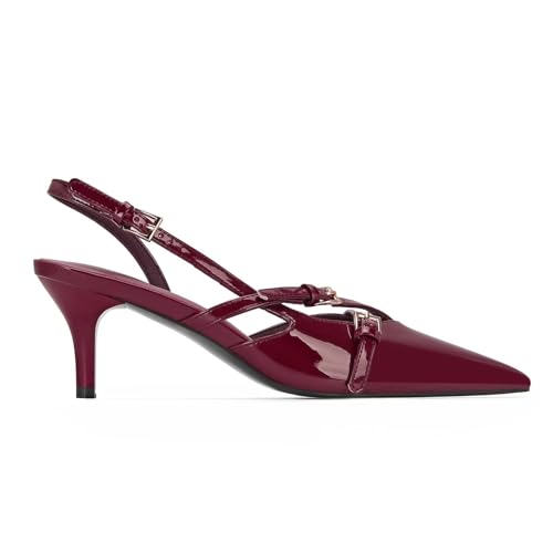 MICIFA Slingback Kitten Heels for Women Pointed Toe Stiletto Heels Slip On Pumps with Buckled Straps Dress Work Pumps Shoes2