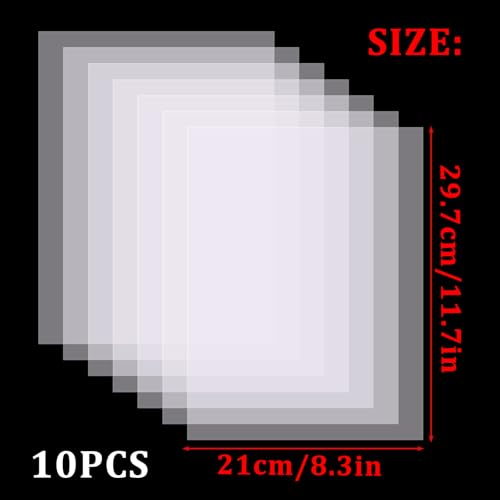 Image of ElevateTech 10 Pcs Clear Plastic Sheet PVC Flexible Lightweight Thin Panels Sheets Shatterproof Glass Alternative Durable PVC Sheet Panels Plastic Sheets for Crafts Projects Picture Poster Frames