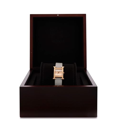 Hermes, Pre-Loved Heure H Quartz Watch Clous de Paris Hobnail Rose Gold and Leather 21, Rose Gold2