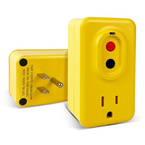 GFCI Adapter, 15 AMP Grounded 3-Prong Single Outlet Adapter, for ...