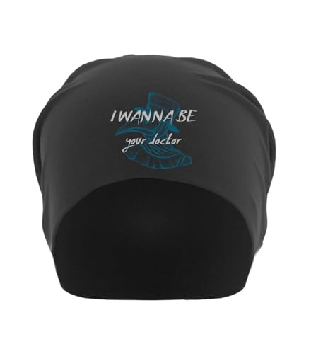 Bonnet souple unisexe noir en coton léger avec imprimé graphique alternatif original
