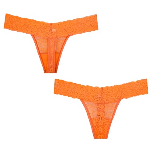 Image of Pack 10 Seamless Lace Thongs for Women Plus Size Breathable Panties Low Rise T-back Stretch Cotton No Show Underwear