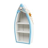 Apariencia clásica: el tamaño del estante náutico es de 18 x 6 x 34 cm, que es un diseño muy clásico y elegante para decoración del hogar. Hecho de materiales de madera, artesanía pintada a mano.