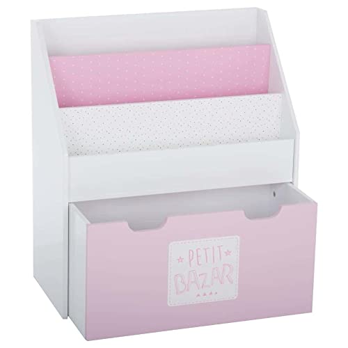 Bibliothèque Enfant à roulettes Rose - Atmosphera créateur d'intérieur