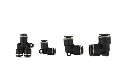 Mytee Products Dot Push To Connect Air Brake Composite Fittings For Nylon Tubing Kit (1/4", 3/8 & 1/2") | 24-Piece Truck Parts Dot Approved Push Lock Fitting Assortment Kit #TOP2