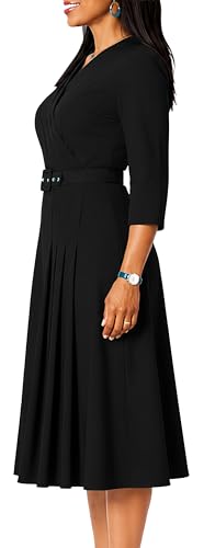 Image of ZVO Business Work Dress for Women Elegan Church V-Neck A Line Midi Dresses