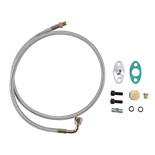 Busidn Turbo Oil Feed Line Kit Oil Return Line Oil Drain Line Kit Replacement For T3 T4 T60 T61 T70 1/8 Pnt 90 Degree 41" #TOP6