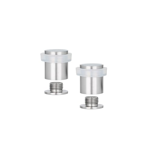 EVI Herrajes | Pack 2 Topes de Puerta | Ø20x25 mm | Acero Inoxidable | Goma Blanca | Incluye Tornillo + Taco de Sujeción | Mod. I-181-BCB