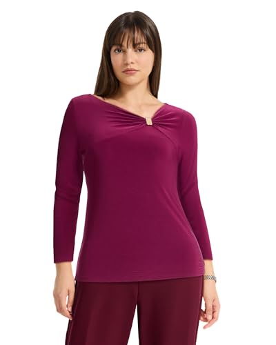 Anne Klein Women's 3/4 Sleeve Asymmetrical Knot with Hardware Top