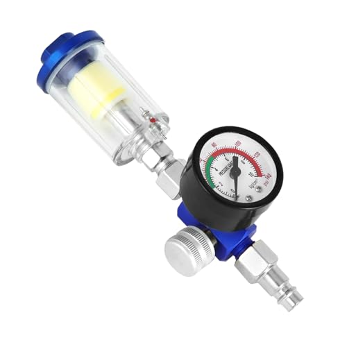 QWORK® Luftdruckregler für Lackierpistole, Manometer + Öl Wasserfalle Filter Separator + Standard 1/4 Gewinde, Max. 140psi