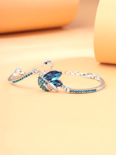 Yellow Chimes Bracelet for Women and Girls Blue Crystal Bracelets for Women | Silver Toned Blue Crystal Bracelet for Girls | Birthday Gift for Girls and Women Anniversary Gift for Wife