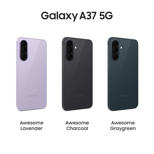 Image of Samsung Galaxy A37 5G (Awesome Charcoal, 12GB RAM, 256GB Storage), Agentic AI, Triple Camera with Nightography Video, 2 Days Battery Life, 6 Gen OS Upgrades, IP68, 7.4mm Sleek, with No Cost EMI
