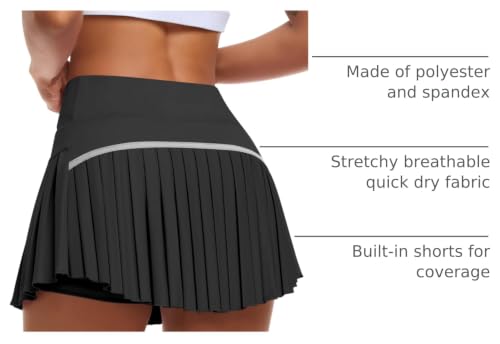 Image of JoyGirl Womens Pleated Tennis Skirt with Shorts High Waisted Golf Skort Mini Skirt Workout Skirt Athletic Skorts with Pockets