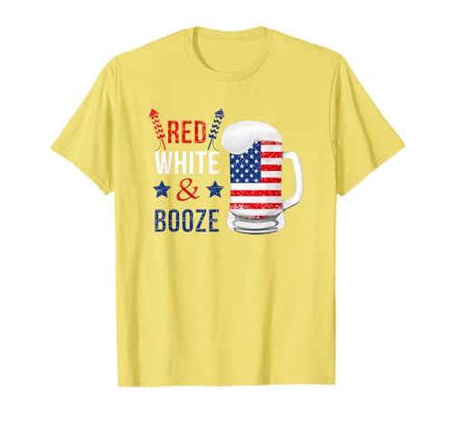 Red White and Booze 4th of July Funny Drinking Men...
