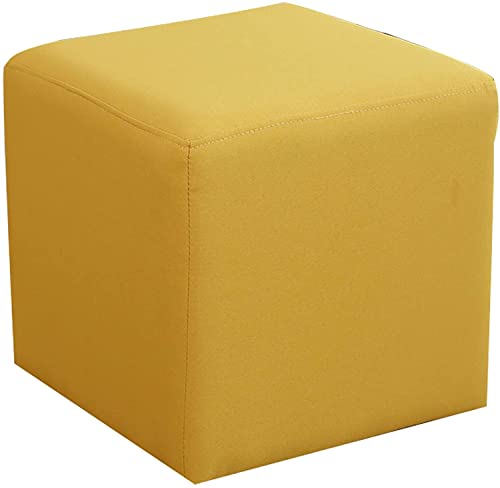 MaGiLL Taburete Cuadrado de Lino y algodón con Relleno de Esponja para salón Interior, Dormitorio, Taburete de Asiento con cojín Adicional para el Suelo, Amarillo