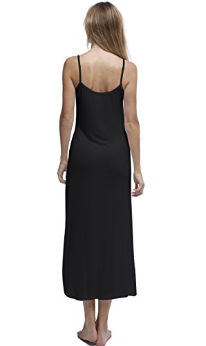 Papicutew Women's Long Full Cami Slip Dress Sleeveless Nightgowns (Black, Xx-Large) #TOP1