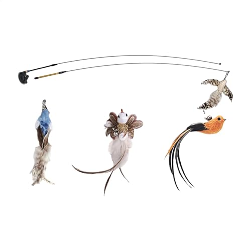 Cat Teaser Toy Set, Retractable 7X Interactive Feather Stick, Multipurpose Kitten Play Set, Fun Pet Supplies, Perfect for Bored 