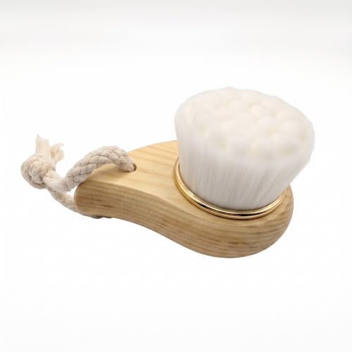 BeNat. Facial Bamboo Wood Handle Cleansing Brush. Extra-Soft Fiber Facial Brush. White.