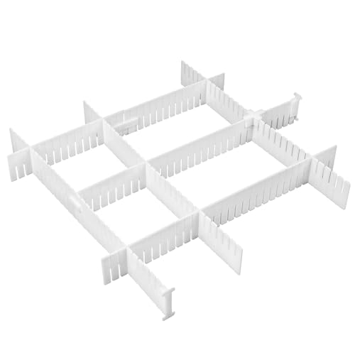 10 Pcs Grille Diviseur de Tiroir 40,5 cm DIY Organisateur de Tiroir Séparateur de Tiroirs Réglable Grille Organiseur de Vêtement Réglable,avec Fixation et...