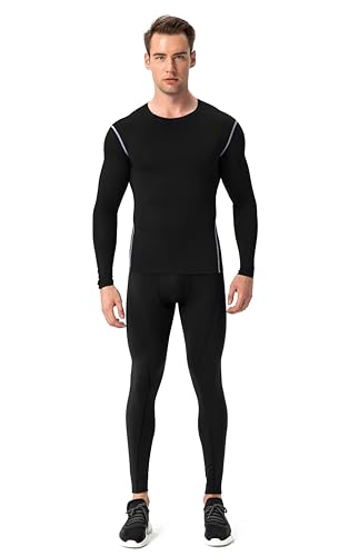 3 Pack Cool Dry Compression Shirts for Men Long Sleeve Baselayer Tops Running Workout T Shirt4