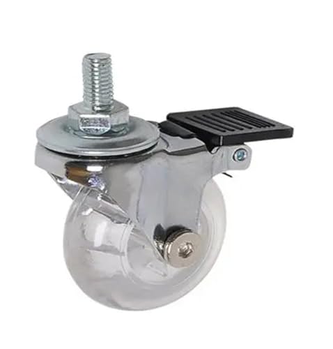 4 Pieces/lot 2 inch casters PU Transparent Crystal Wheel with Brake Furniture Multi-Specification cabinets(2 Inch-Screw-Brake)